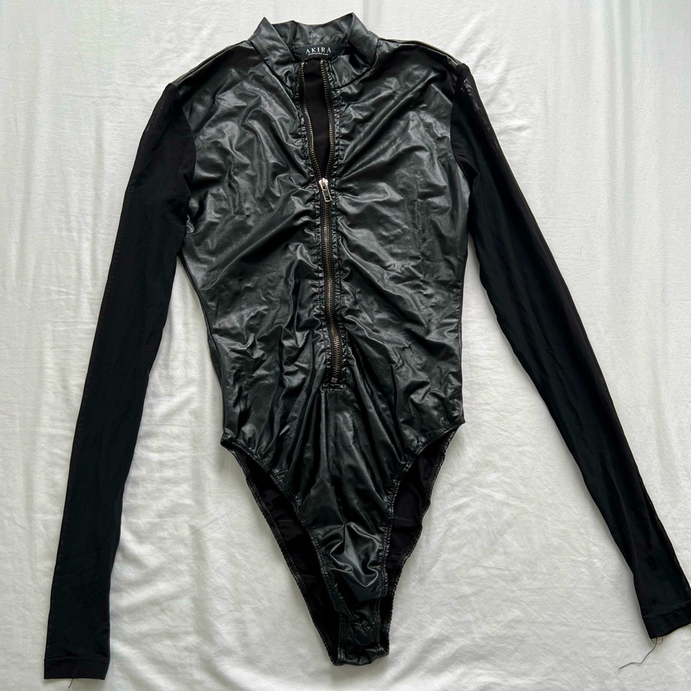 Black Leather Bodysuit